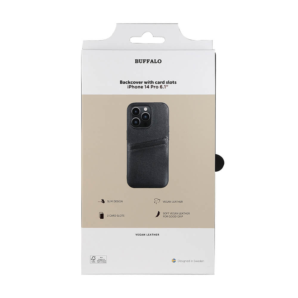 BUFFALO Back cover PU 2 card iPhone 14 Pro 6,1" Black