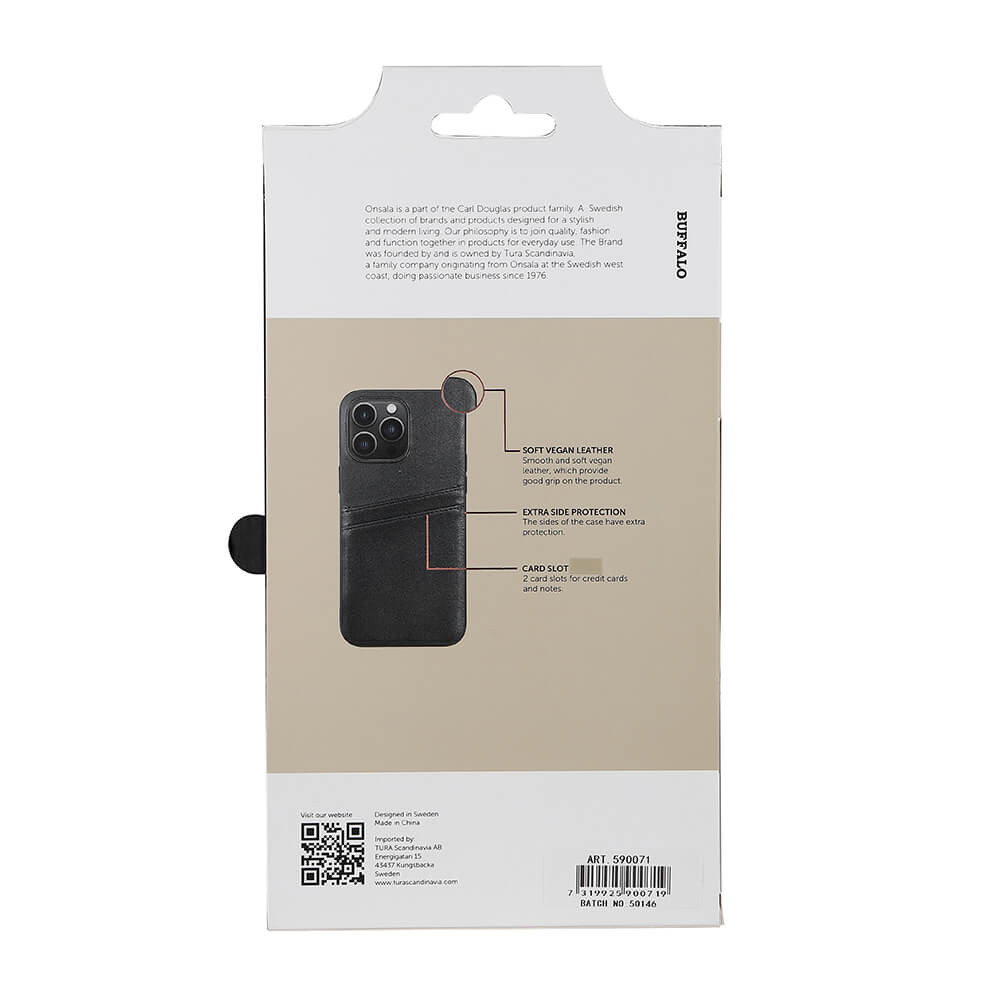 BUFFALO Back cover PU 2 card iPhone 14 Pro Max 6,7" Black