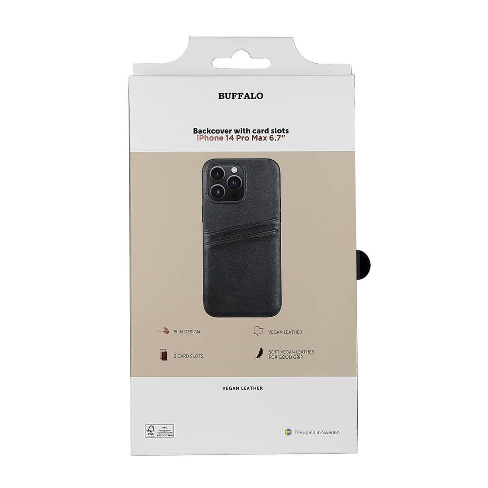 BUFFALO Back cover PU 2 card iPhone 14 Pro Max 6,7" Black