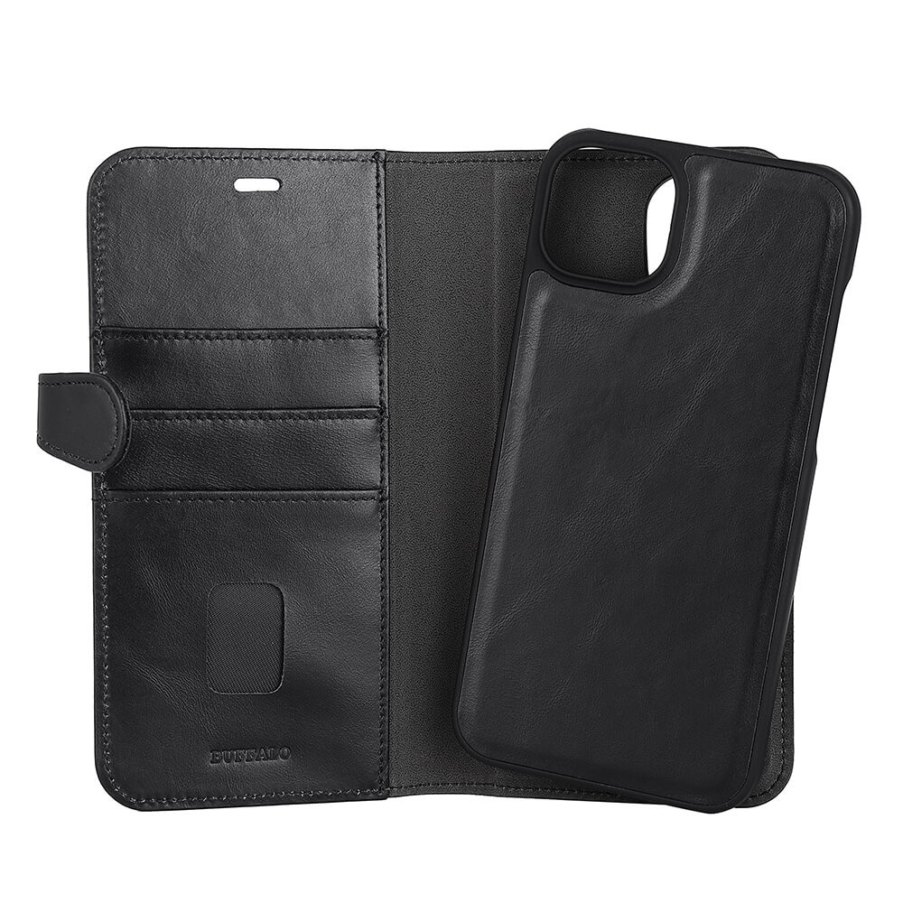 BUFFALO 2in1 Wallet Leather 3 card iPhone 14 Plus Black