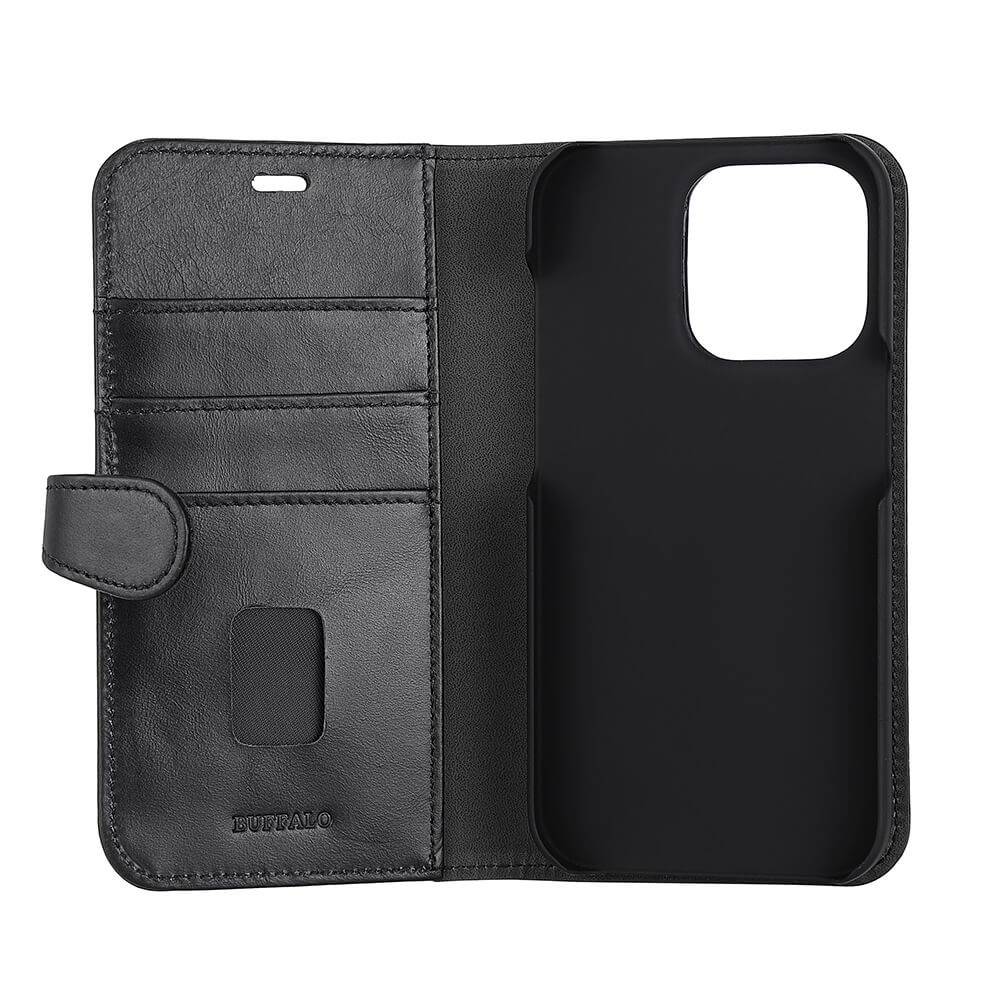 BUFFALO 2in1 Wallet Leather 3 card iPhone 14 Pro Black