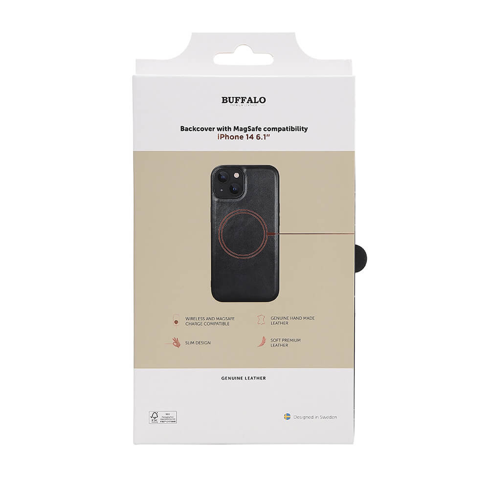 BUFFALO Backcover Leather MagSeries iPhone 13 / 14 Black