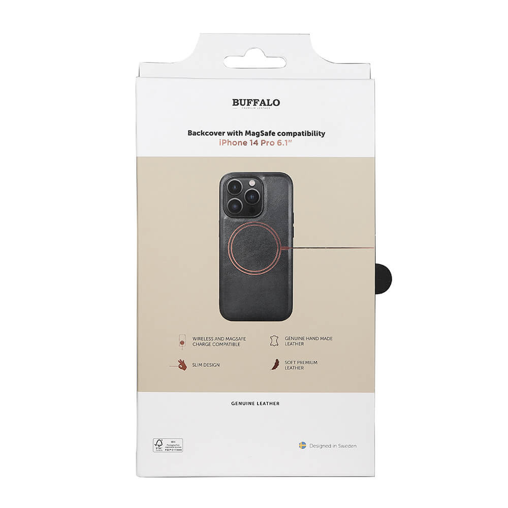 BUFFALO Backcover Leather MagSeries iPhone 14 Pro Black