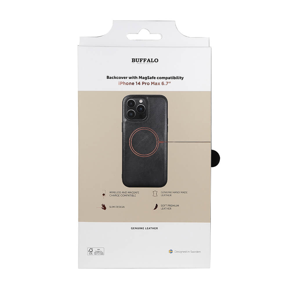 BUFFALO Backcover Leather MagSeries iPhone 14 Pro Max Black