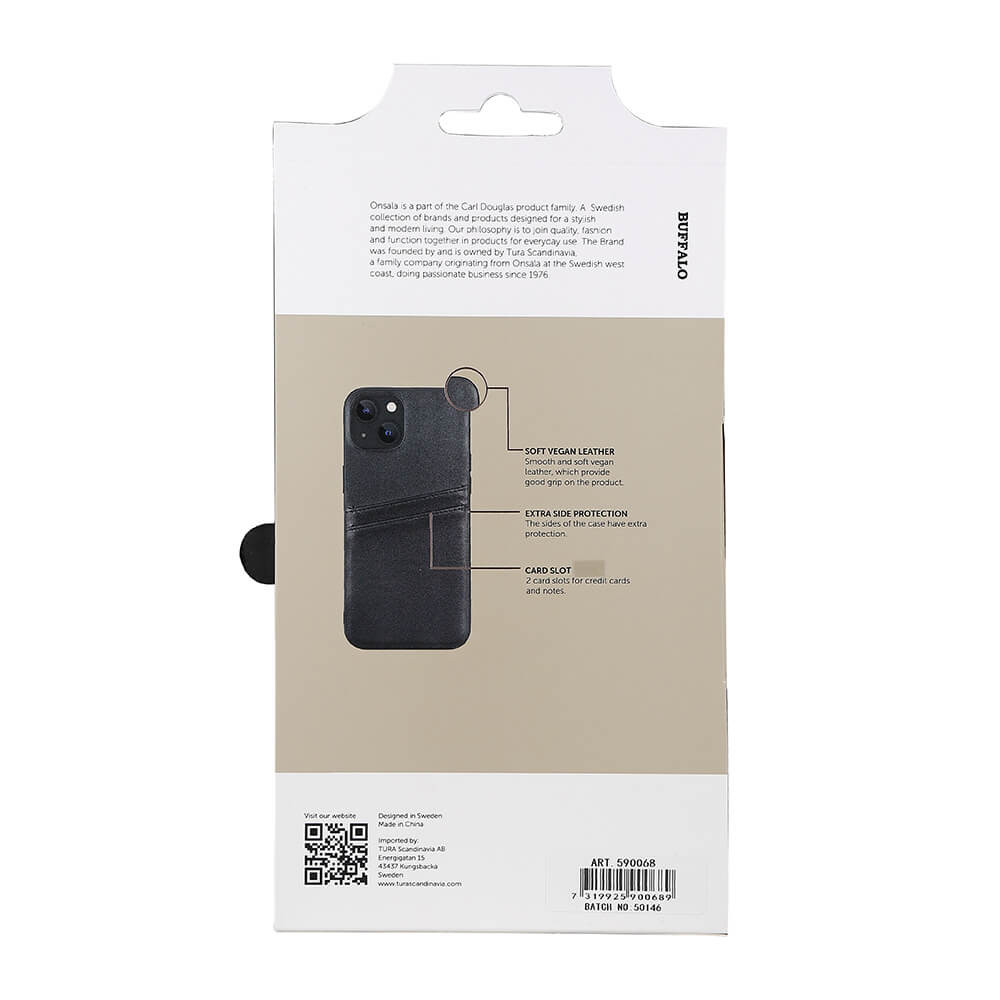 BUFFALO Back cover PU 2 card iPhone 13 / 14 6,1" Black