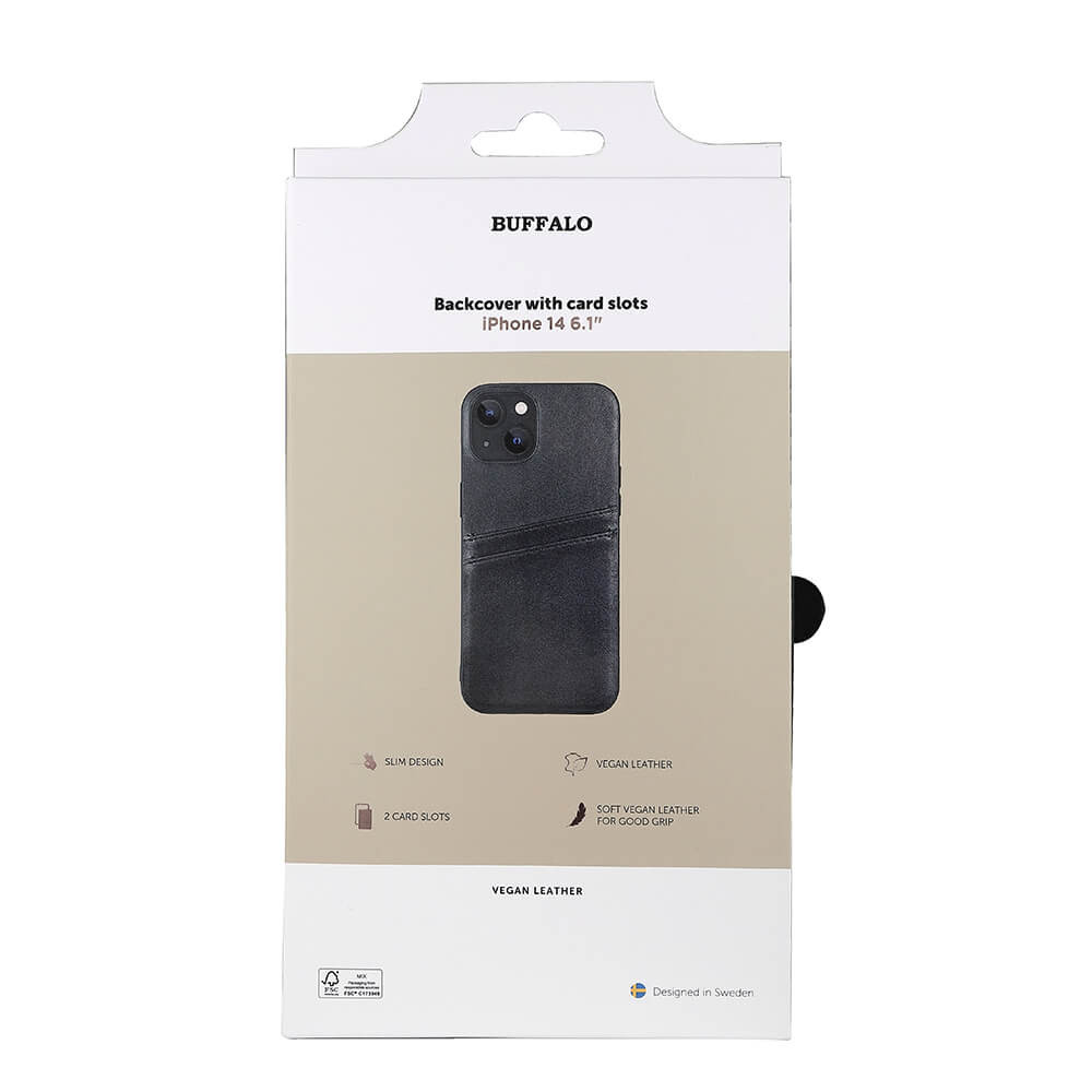 BUFFALO Back cover PU 2 card iPhone 13 / 14 6,1" Black