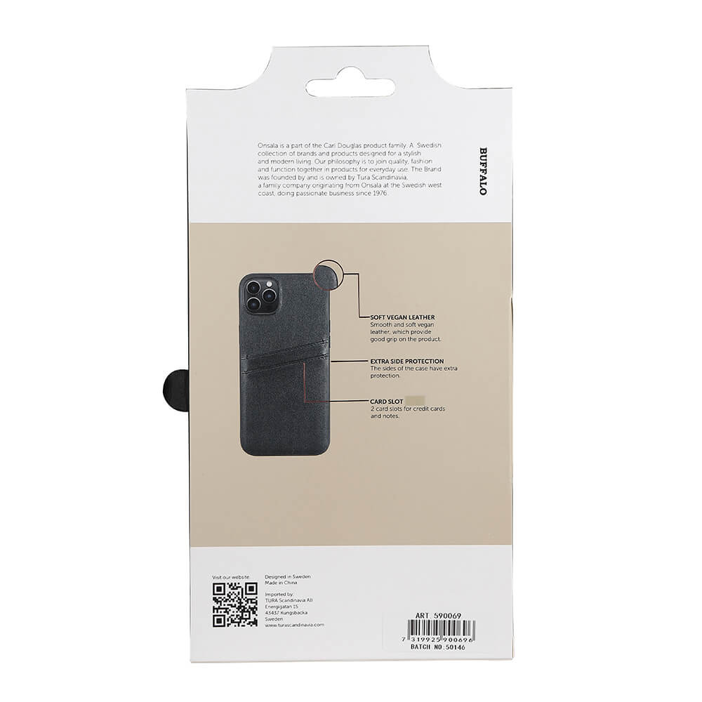 BUFFALO Back cover PU 2 card iPhone 14 Plus 6,7" Black
