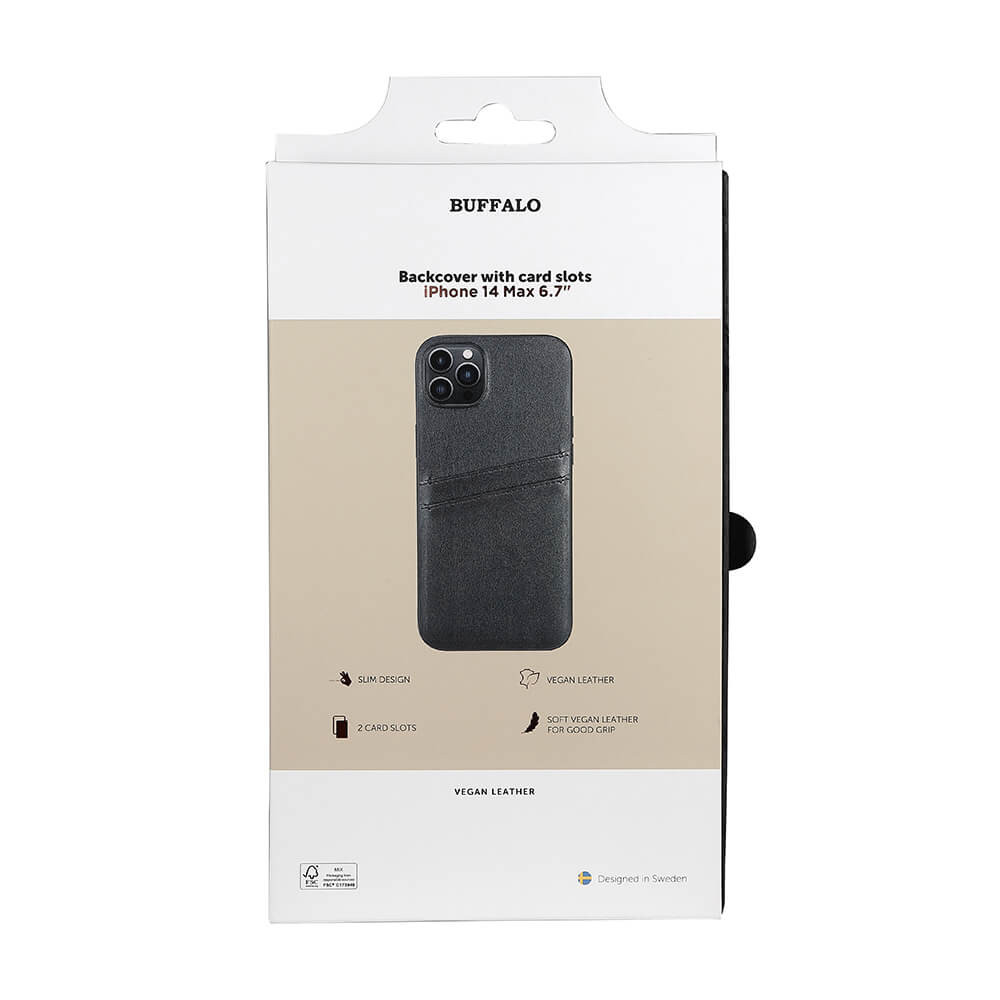 BUFFALO Back cover PU 2 card iPhone 14 Plus 6,7" Black
