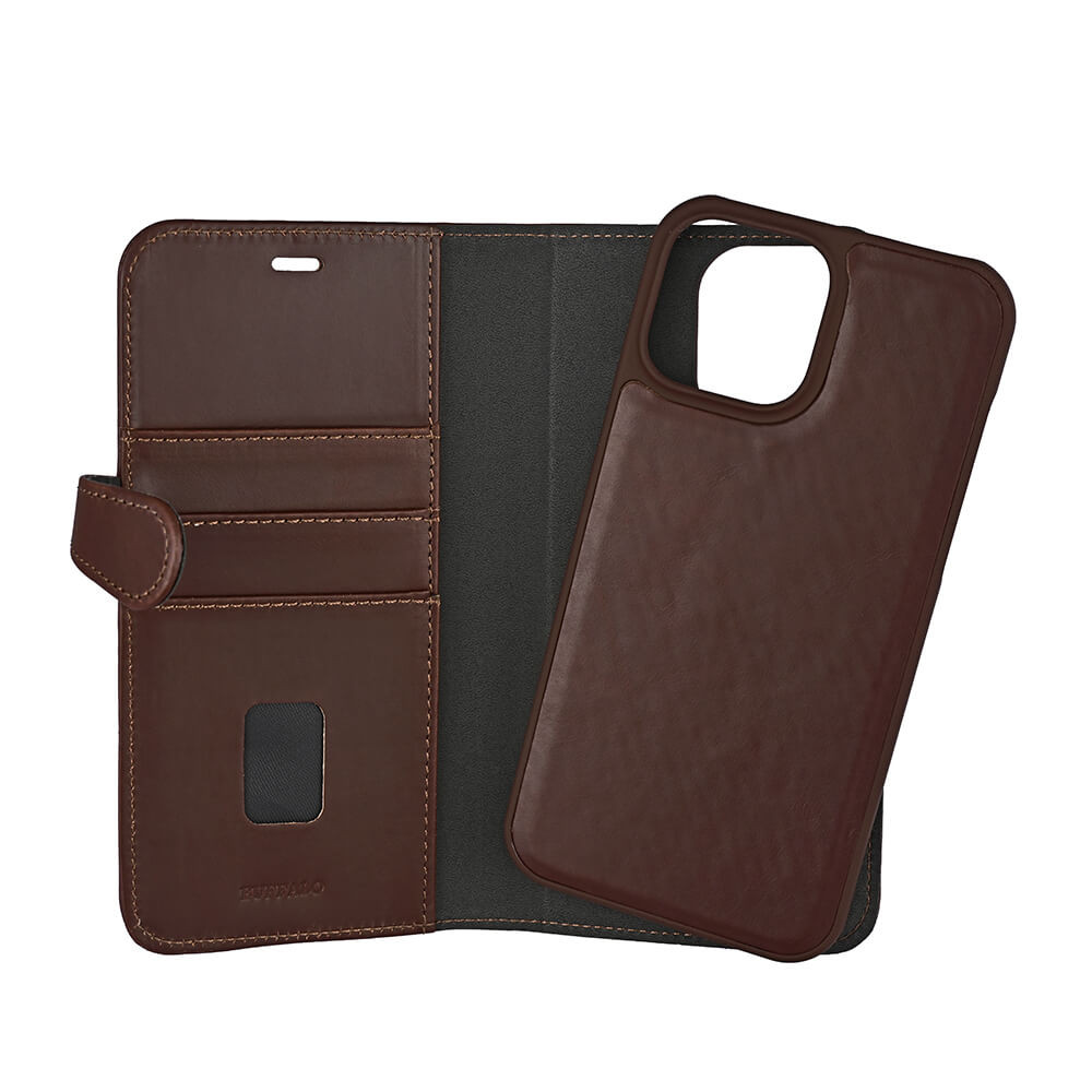 BUFFALO 2in1 Wallet Leather 3 card iPhone 13  Pro Max Brown