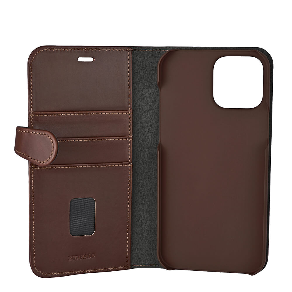 BUFFALO 2in1 Wallet Leather 3 card iPhone 13  Pro Max Brown