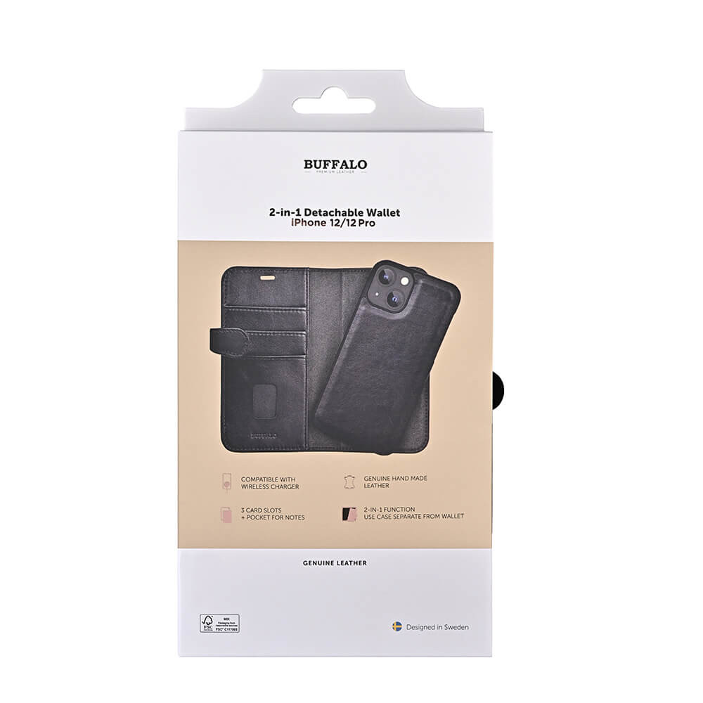 BUFFALO 2in1 Wallet Leather 3 card iPhone 12  / 12 Pro Black