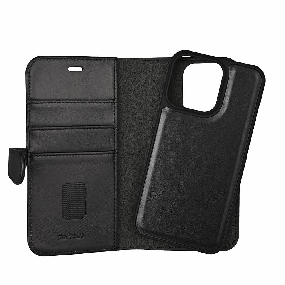 BUFFALO 2in1 Wallet Leather 3 card iPhone 13 Pro Black