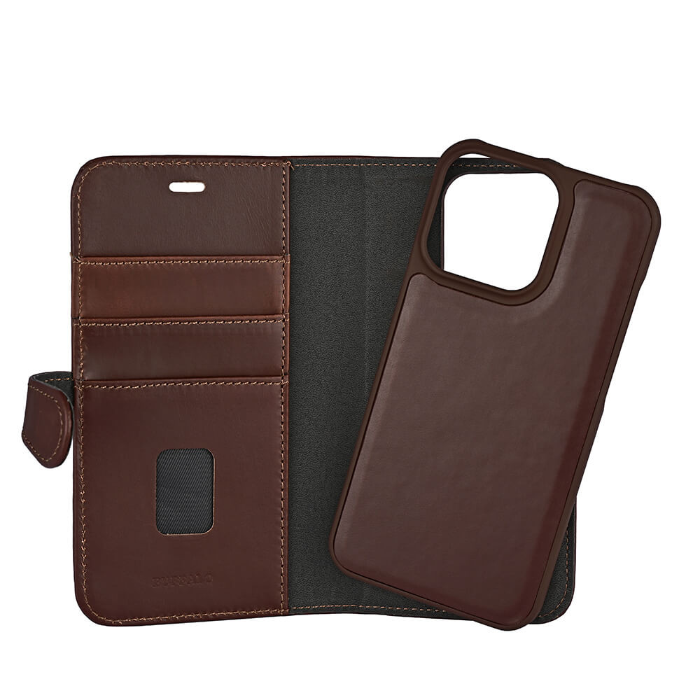 BUFFALO 2in1 Wallet Leather 3 card iPhone 13 Pro Brown