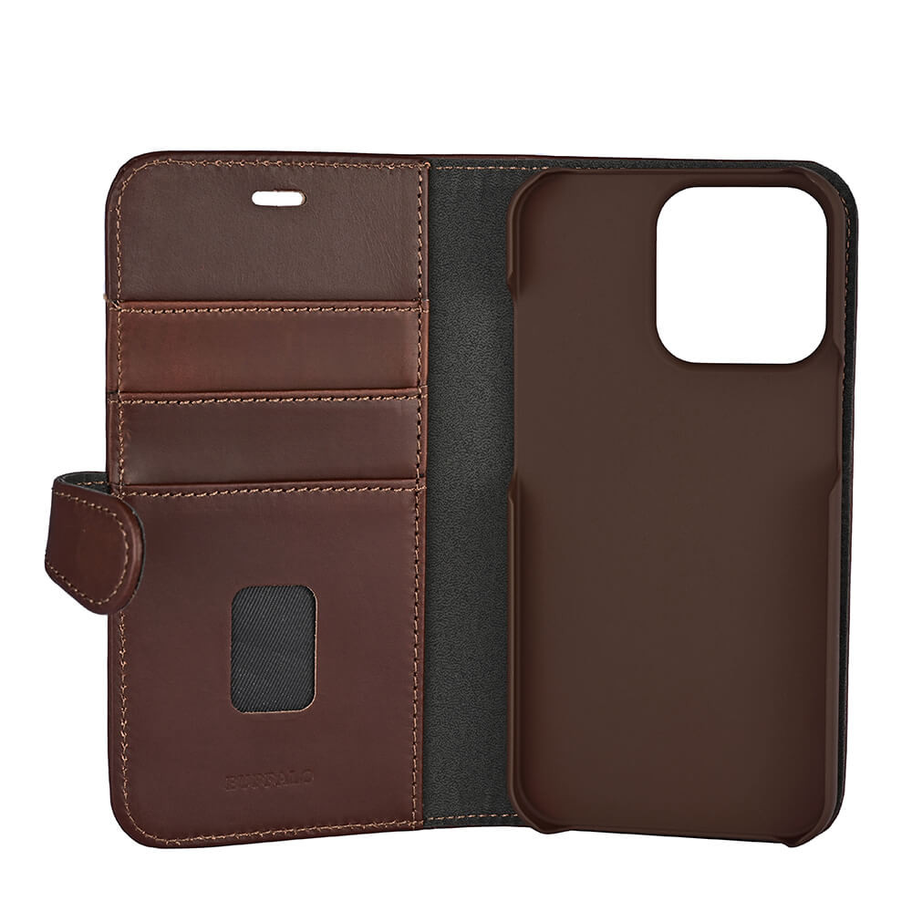 BUFFALO 2in1 Wallet Leather 3 card iPhone 13 Pro Brown