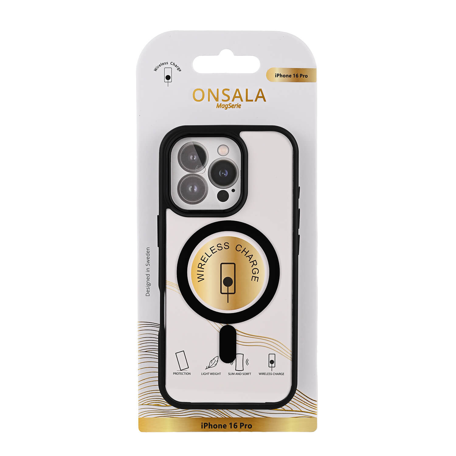 ONSALA Back Bumper Clear Case MagSerie iPhone 16 Pro Clear Case Black