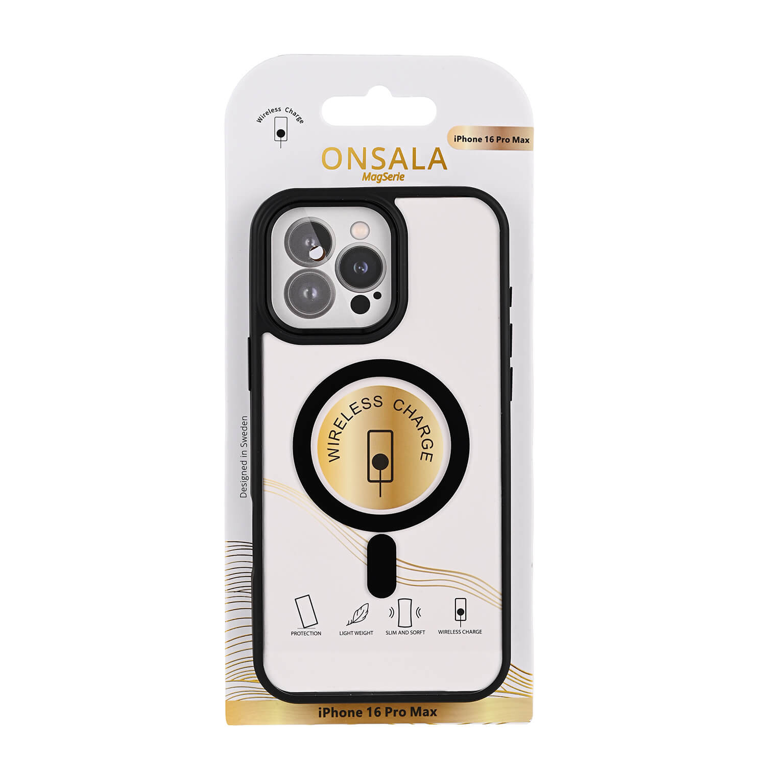 ONSALA Back Bumper Clear Case MagSerie iPhone 16 Pro Max Clear Case Black