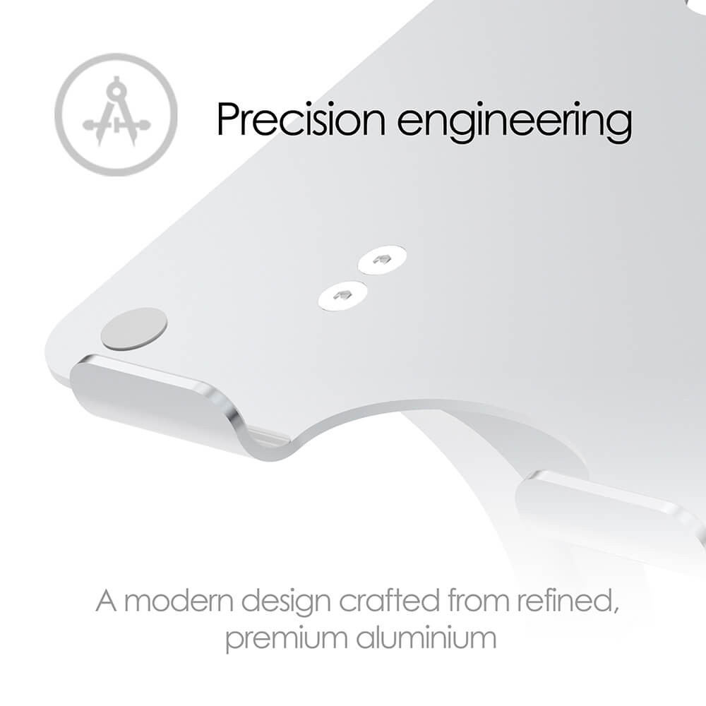 DESIRE2 Laptopstativ Dual Pivot Riser Justerbar Aluminium Sølv