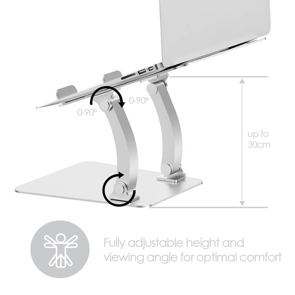 DESIRE2 Laptopstativ Dual Pivot Riser Justerbar Aluminium Sølv