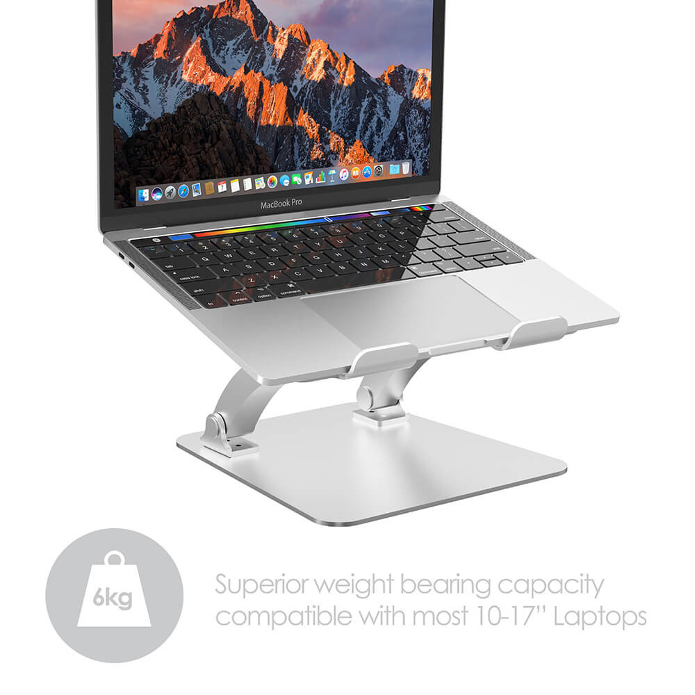 DESIRE2 Laptopstativ Dual Pivot Riser Justerbar Aluminium Sølv