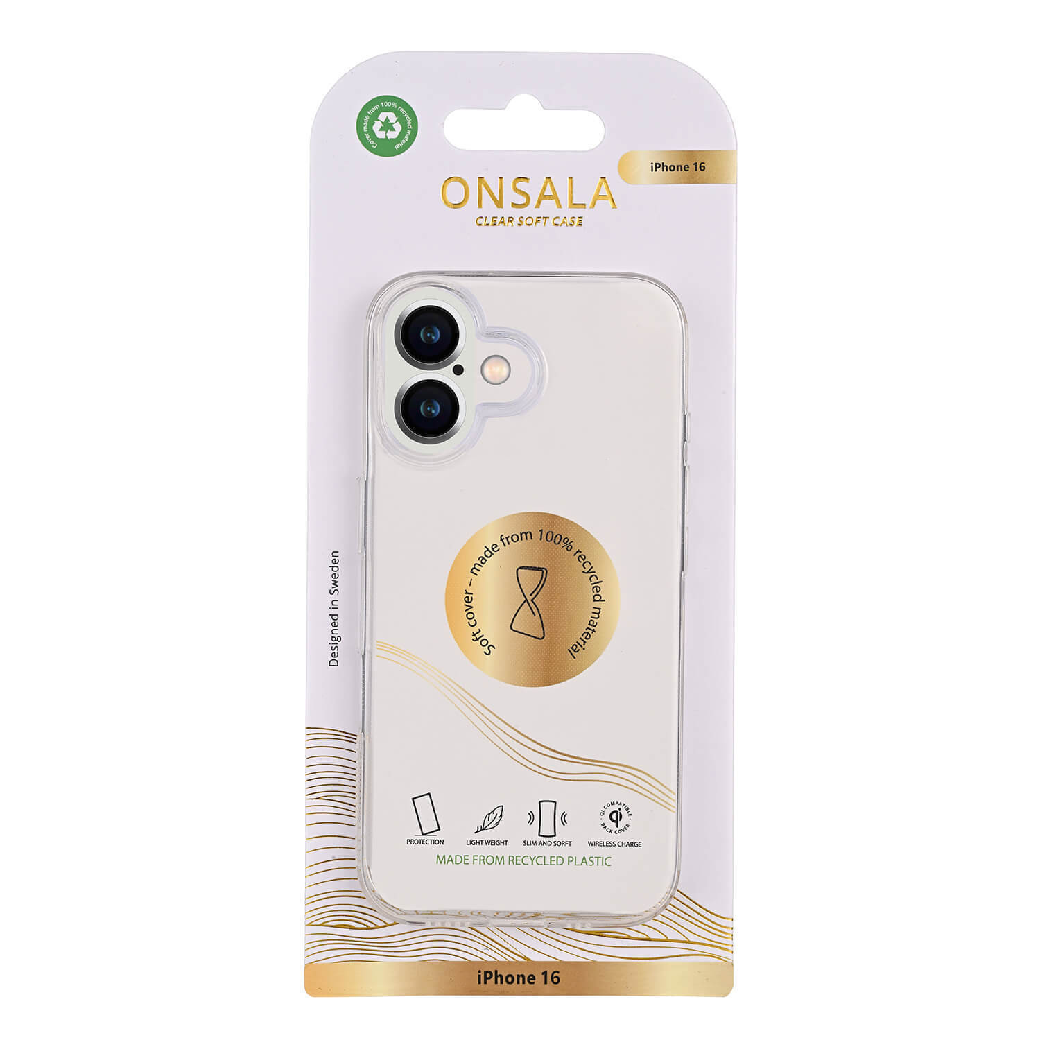 ONSALA Back Recycled Clear Case TPU iPhone 16 Clear