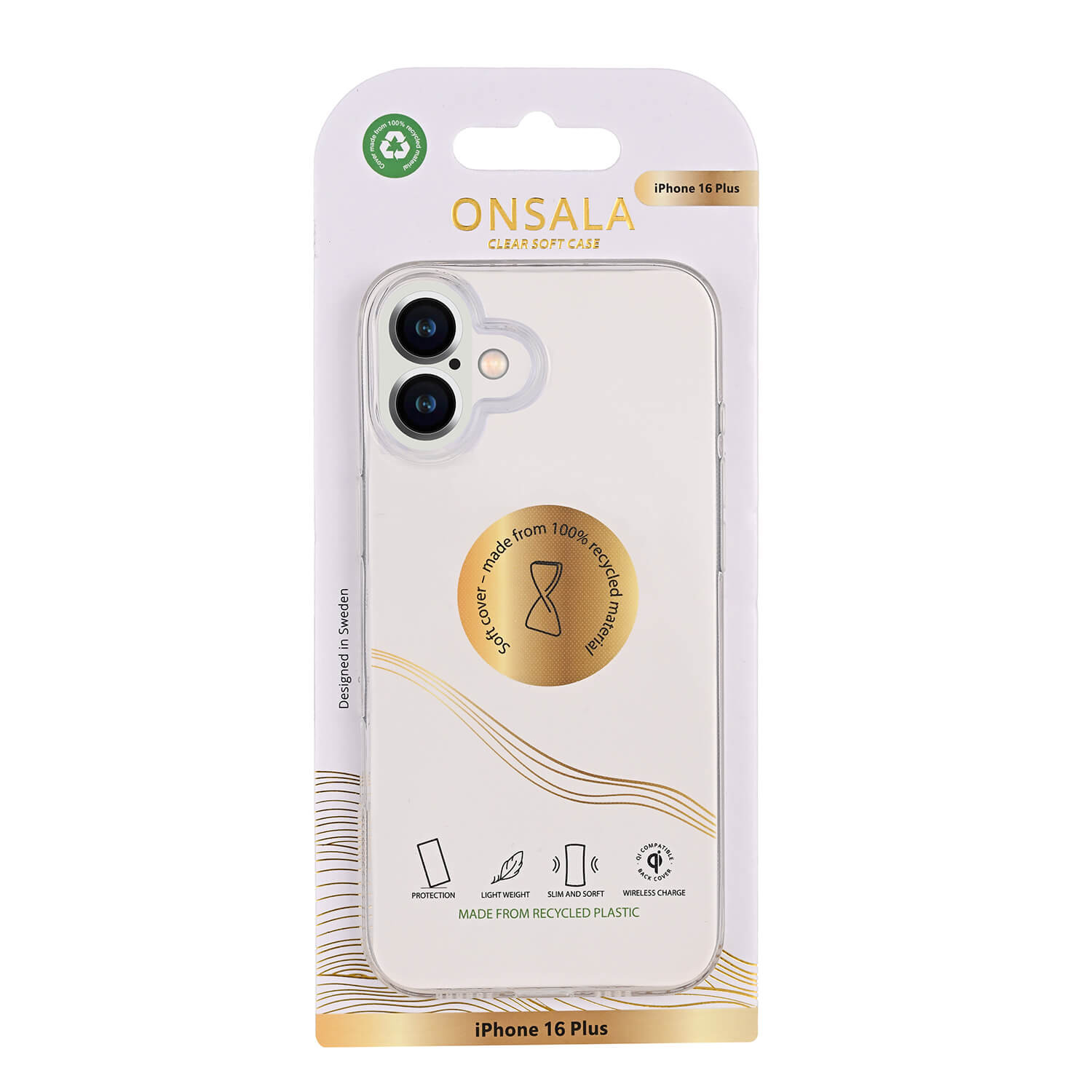 ONSALA Back Recycled Clear Case TPU iPhone 16 Plus Clear