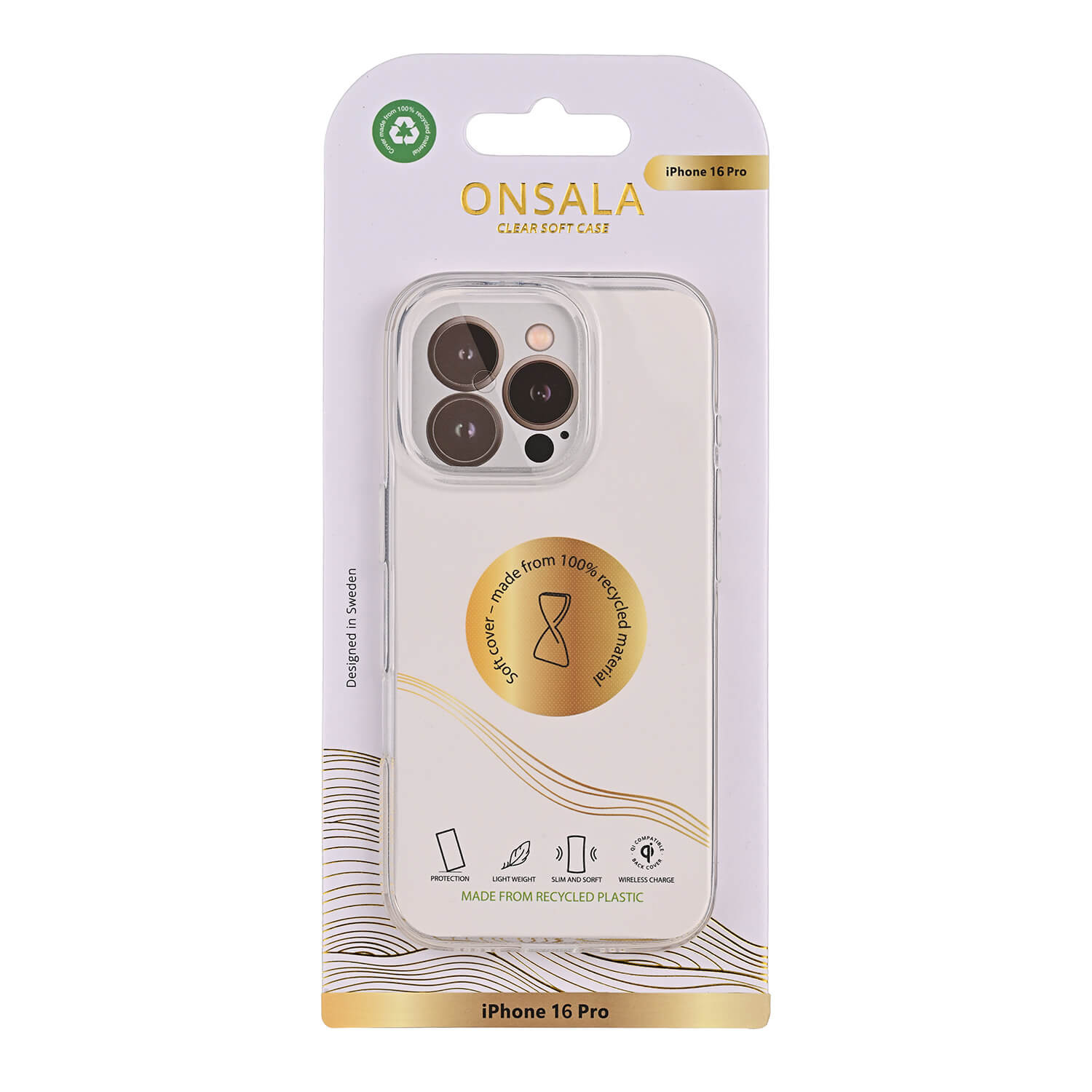 ONSALA Back Recycled Clear Case TPU iPhone 16 Pro Clear