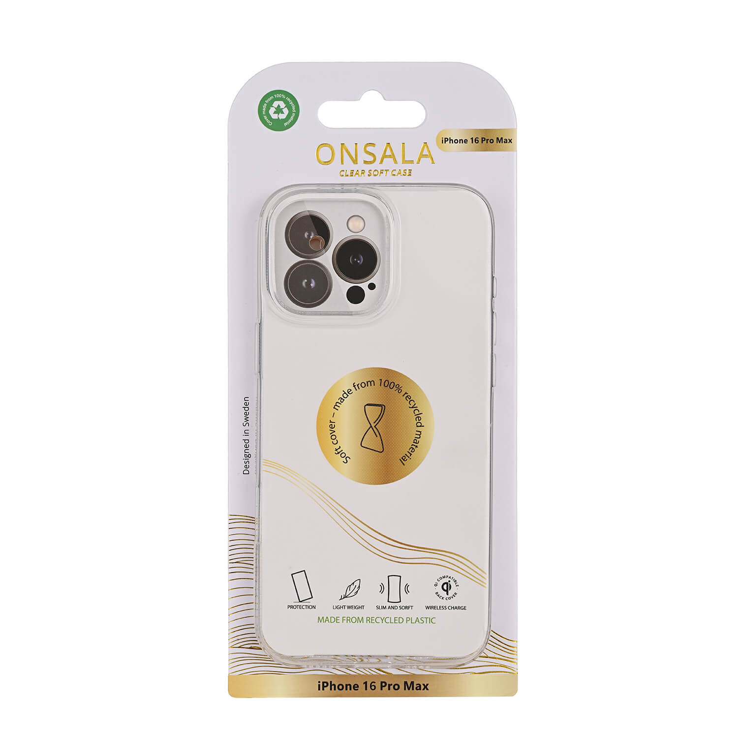 ONSALA Back Recycled Clear Case TPU iPhone 16 Pro Max Clear