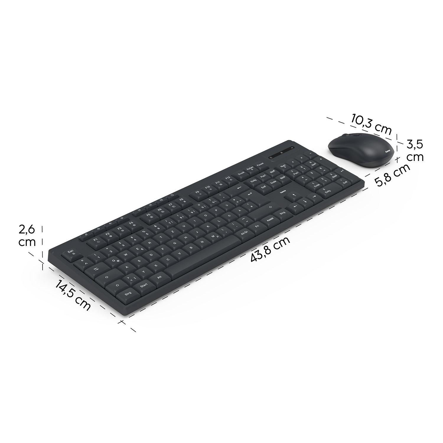 HAMA Keyboard/Mouse Set WKM-200 Wireless Black