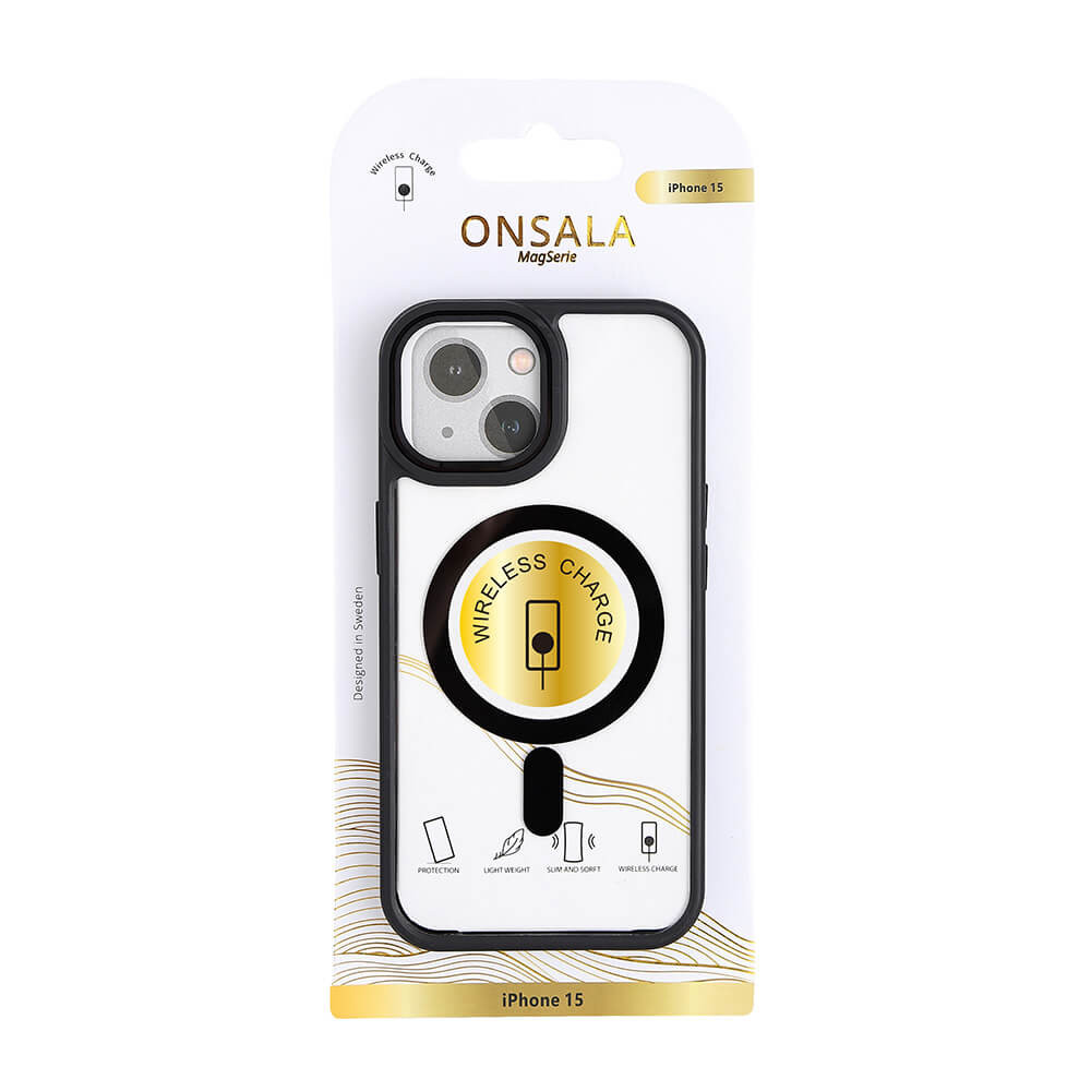 ONSALA Back Bumper Clear Case MagSerie iPhone 13/14/15 Clear Case Black Bumper