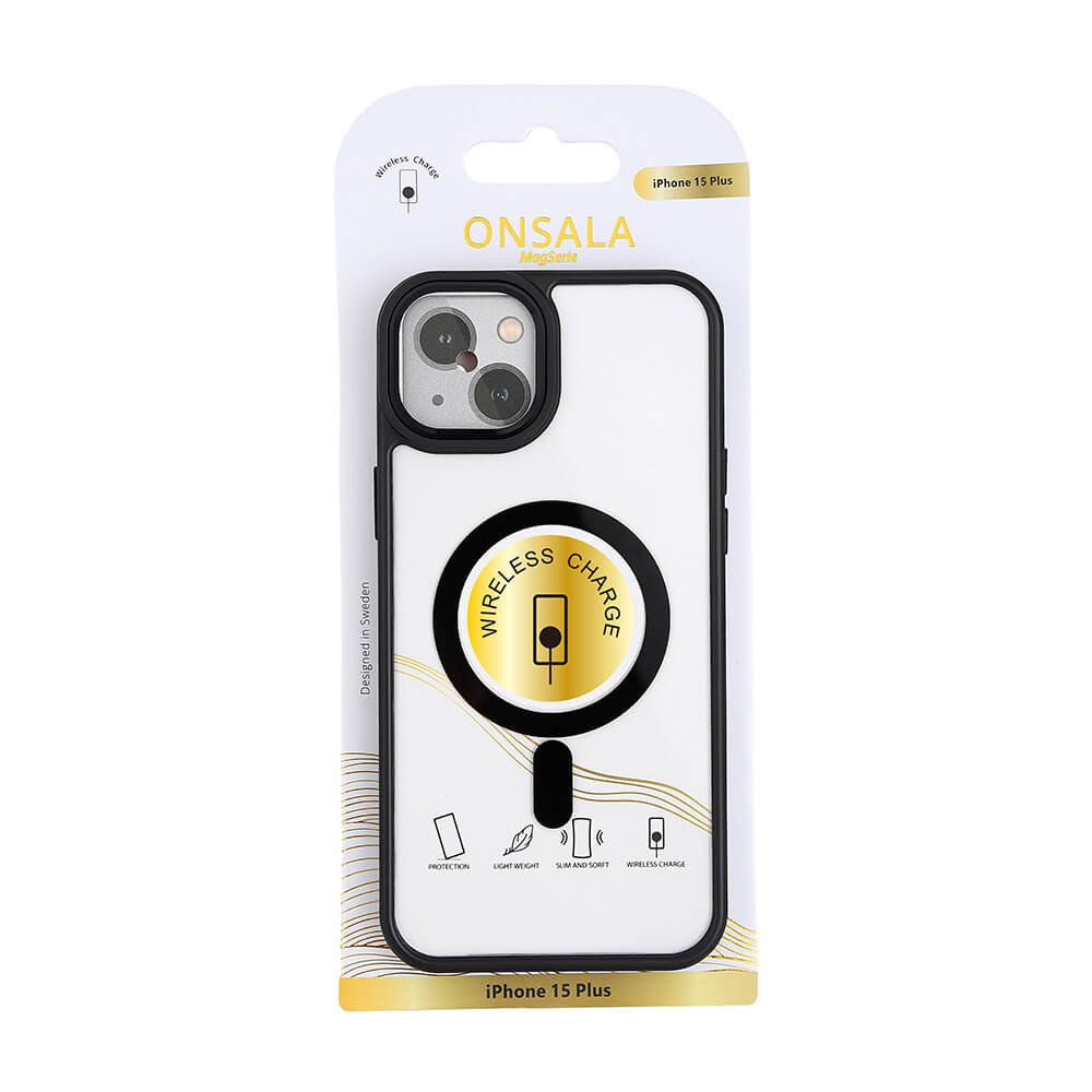 ONSALA Back Bumper Clear Case MagSerie iPhone 15 Plus Clear Case Black Bumper