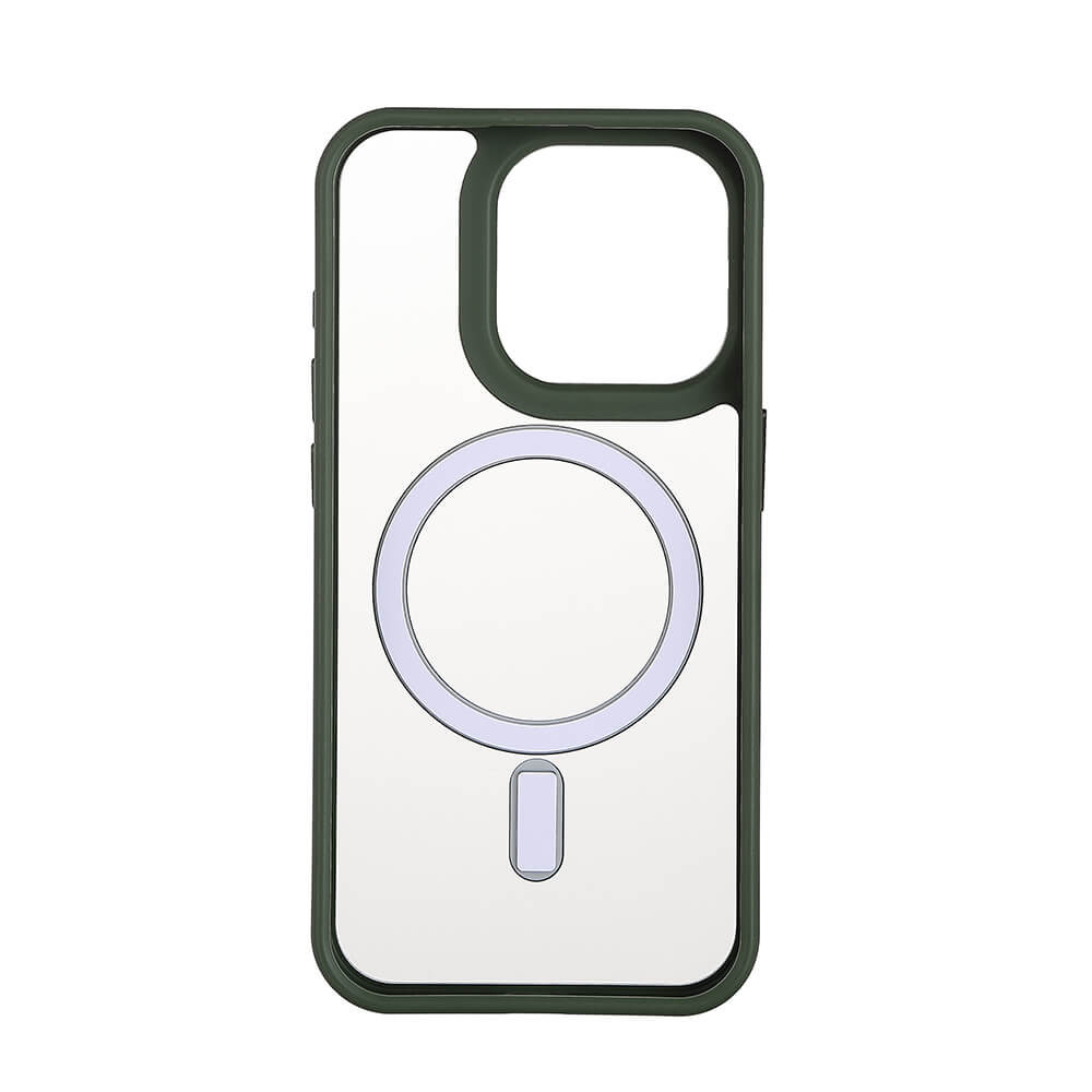 ONSALA Back Bumper Clear Case MagSerie iPhone 15 Pro Clear Case Green Bumper