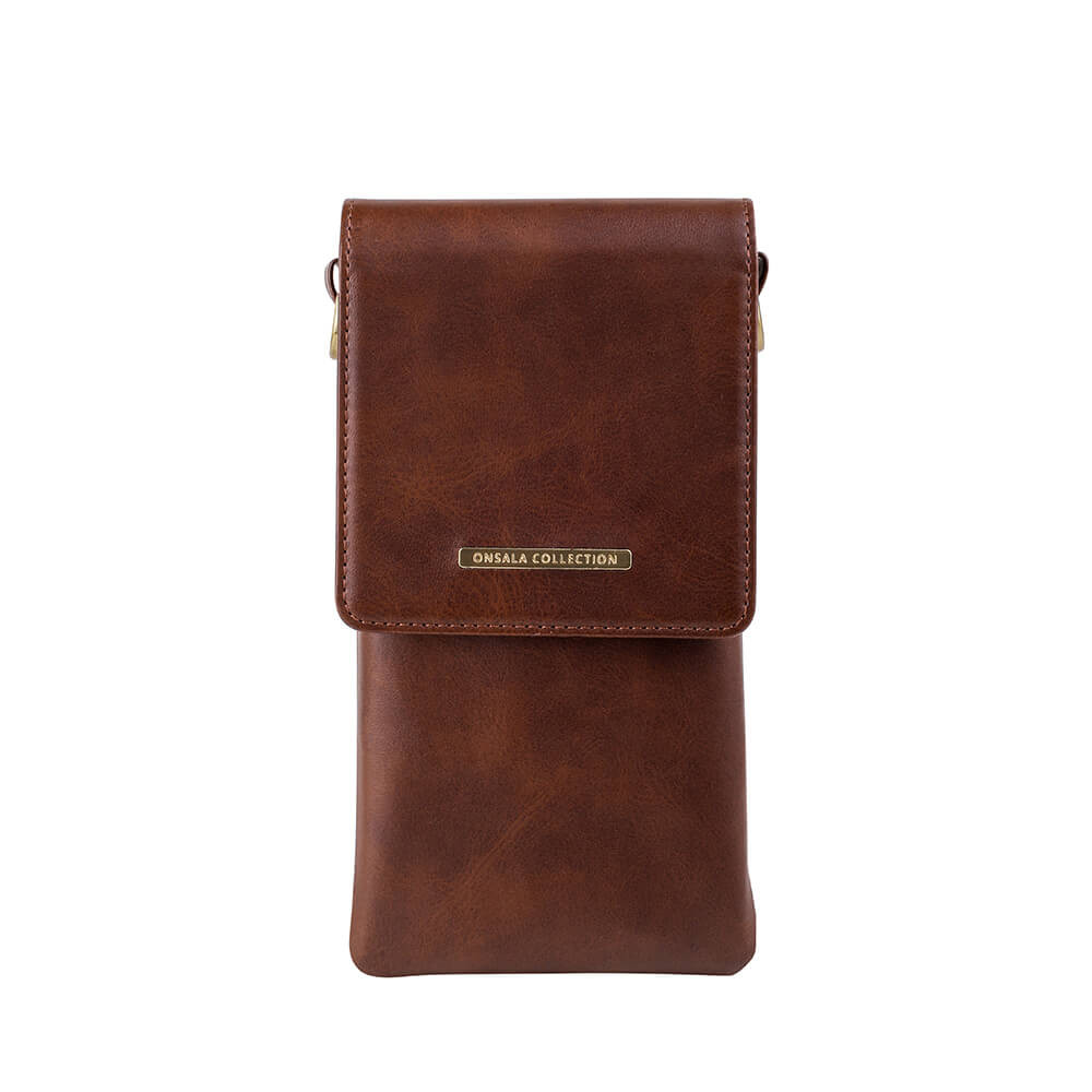 ONSALA Mobilväska med Halsrem Brun Universal tom 6.7"