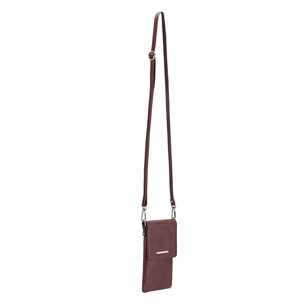ONSALA Mobilväska med Halsrem Brun Universal tom 6.7"