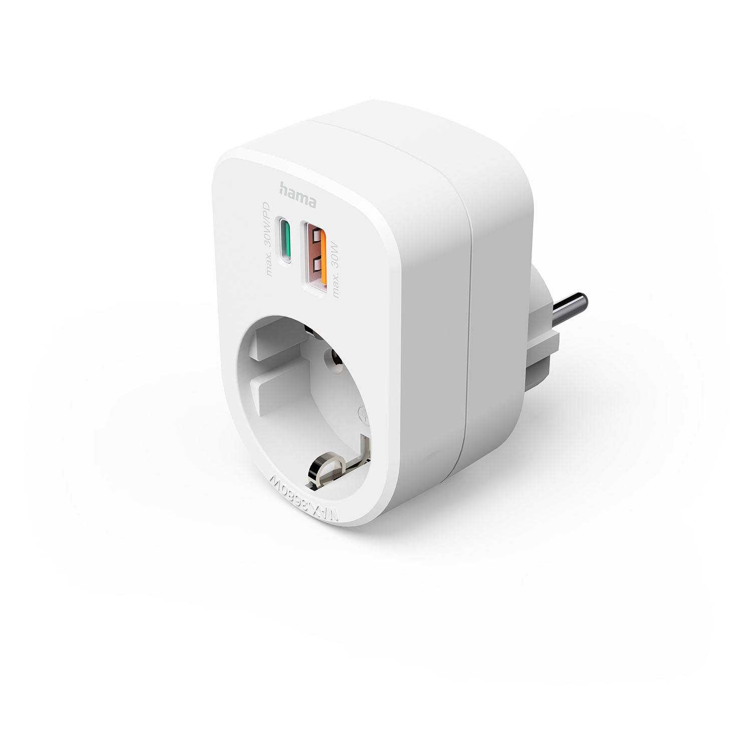 BildeHAMA 220V Socket USB-C/A 30W PD White