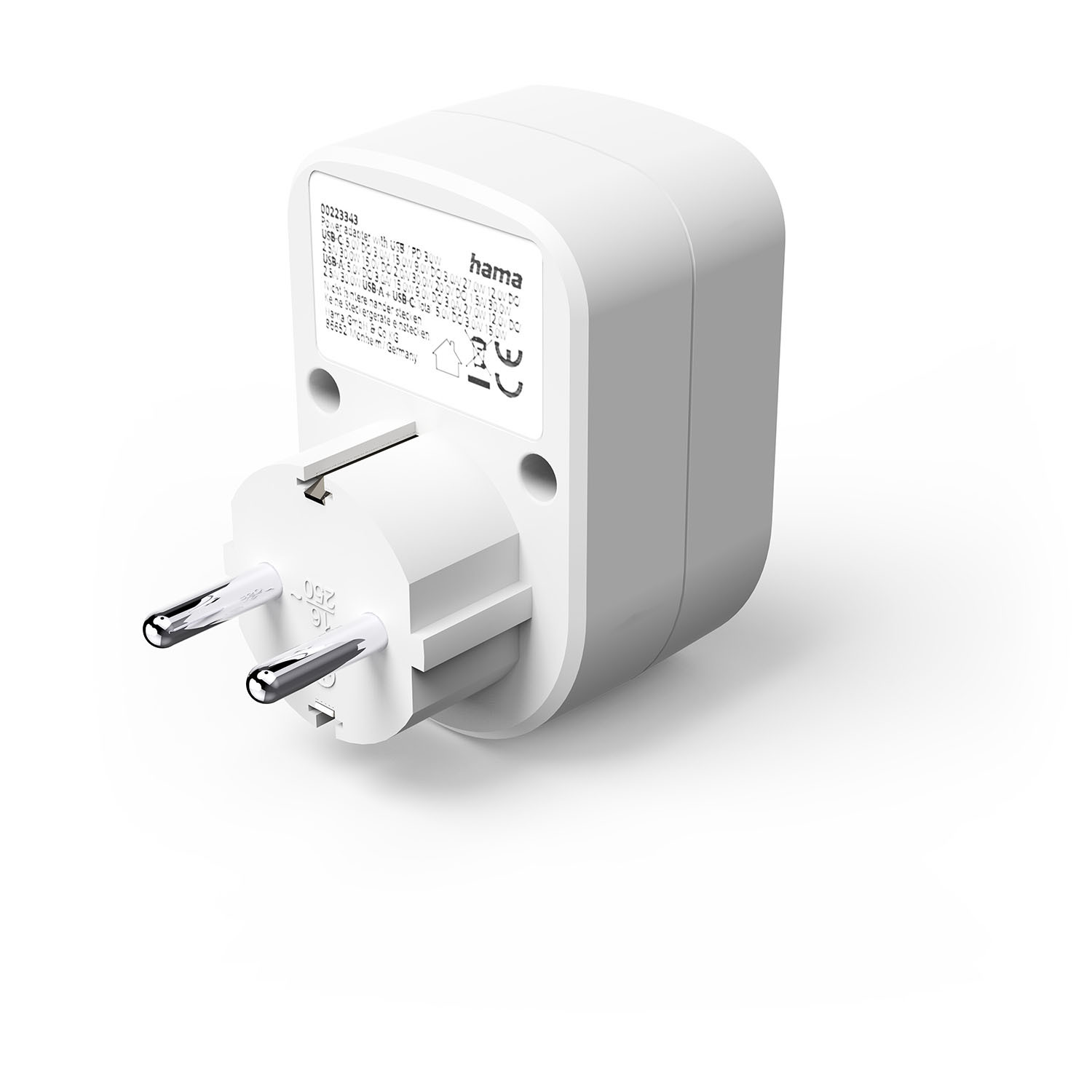 HAMA 220V Socket USB-C/A 30W PD White