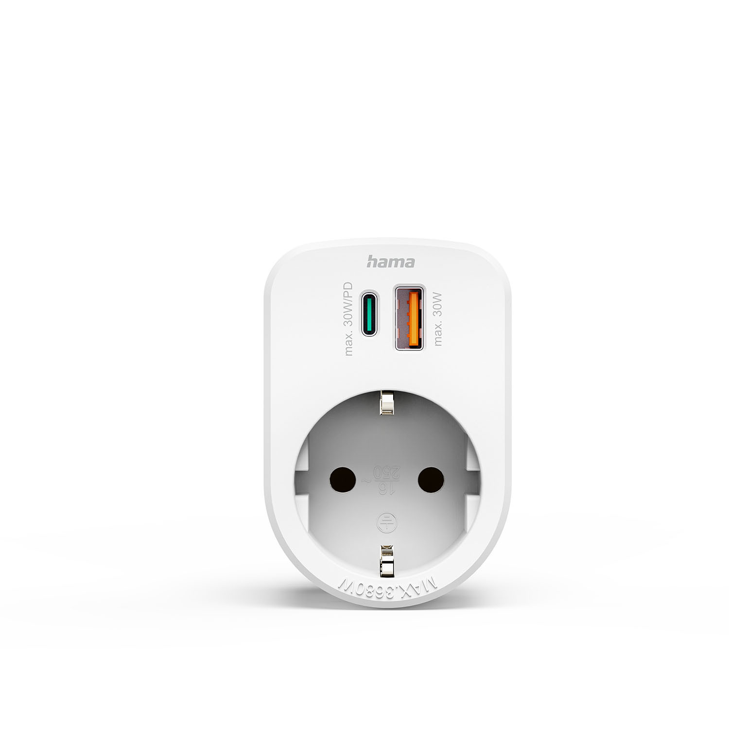 HAMA 220V Socket USB-C/A 30W PD White