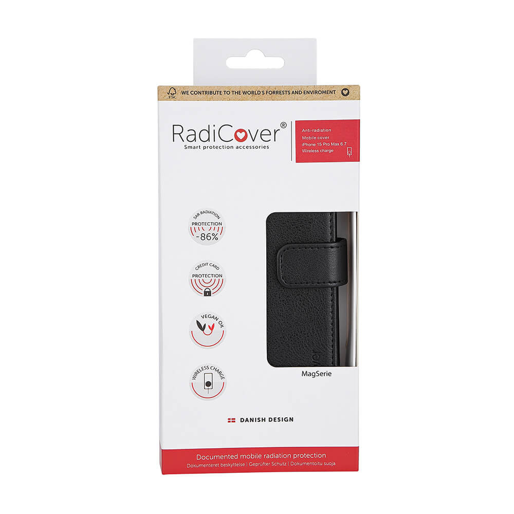 RADICOVER Flipcov Anti Radiation RFID 3 card MagS iPhone 15 Pro Max Black PU