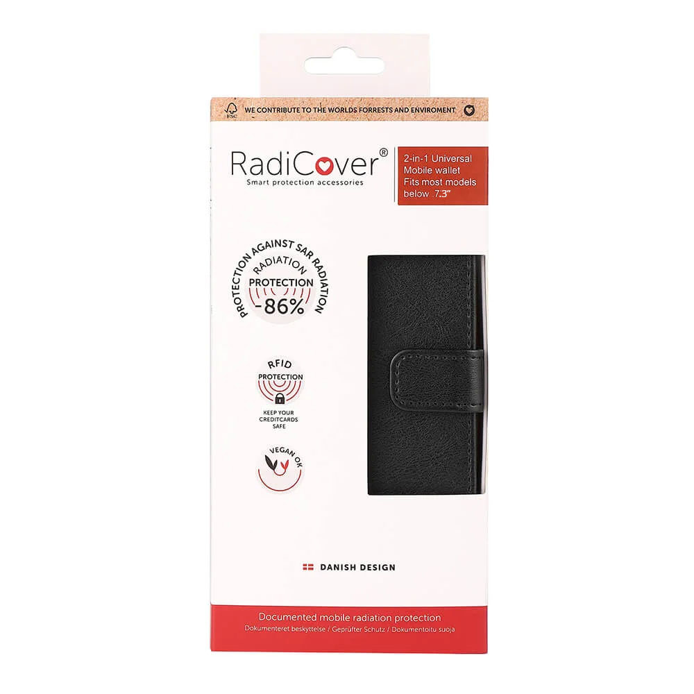 RADICOVER 2in1 Anti Radiation RFID 3 card Universal XXL 6,7-7,3" Black PU
