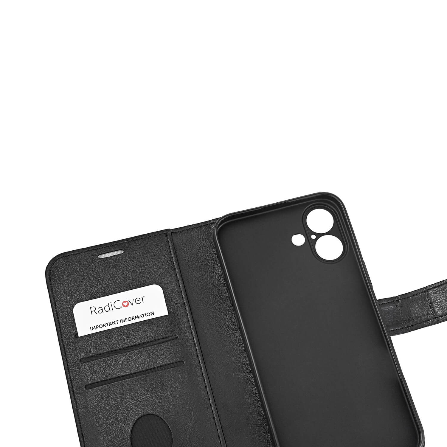 RADICOVER Flipcov Anti Radiation RFID 3 card MagS iPhone 16 Plus Black PU