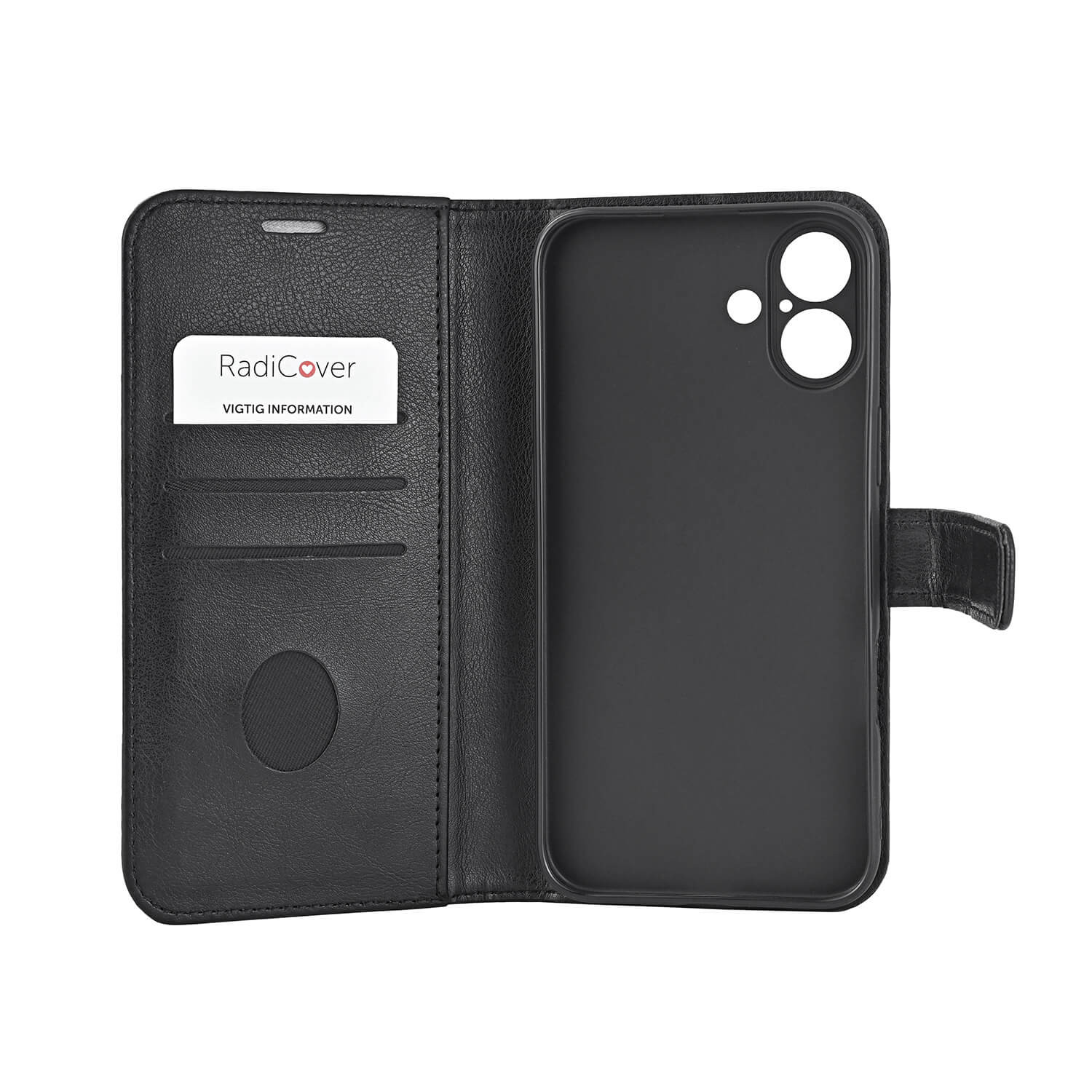 RADICOVER Flipcov Anti Radiation RFID 3 card MagS iPhone 16 Plus Black PU