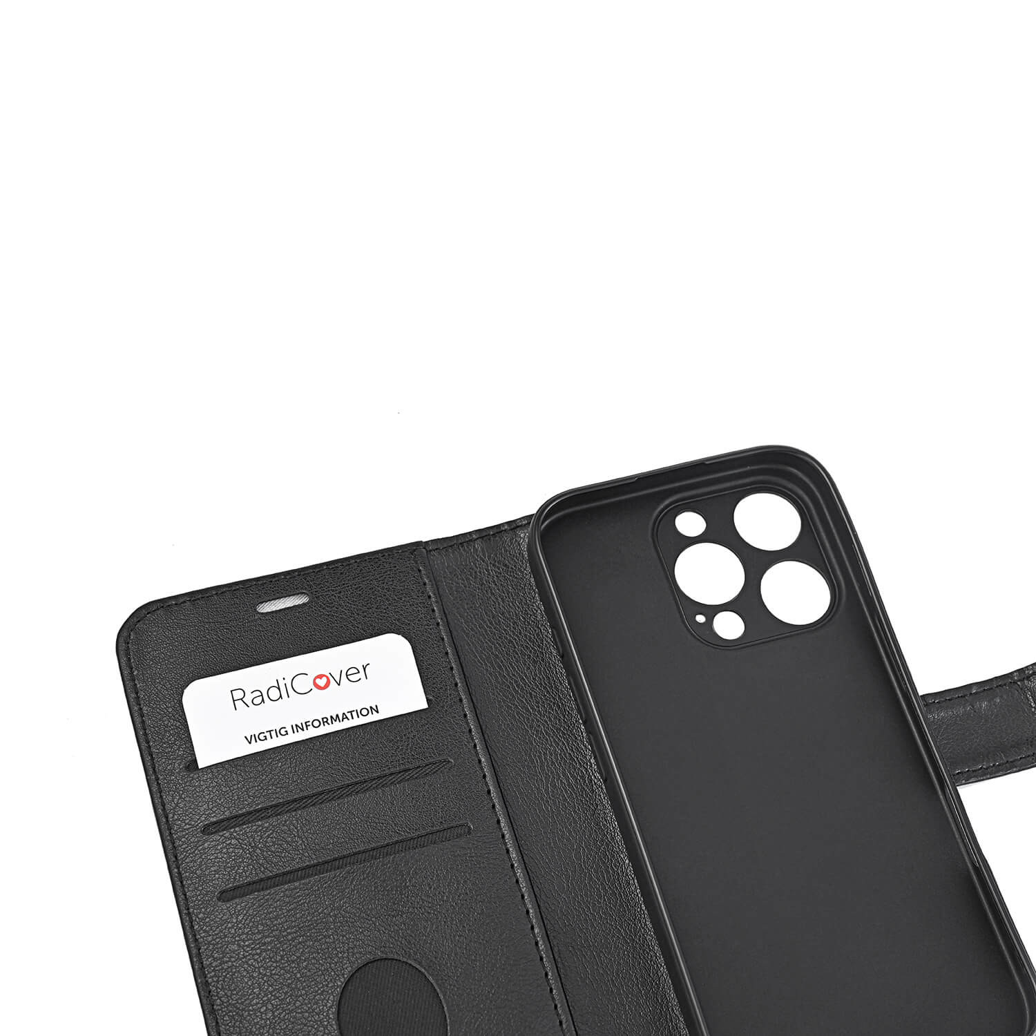 RADICOVER Flipcov Anti Radiation RFID 3 card MagS iPhone 16 Pro Black PU