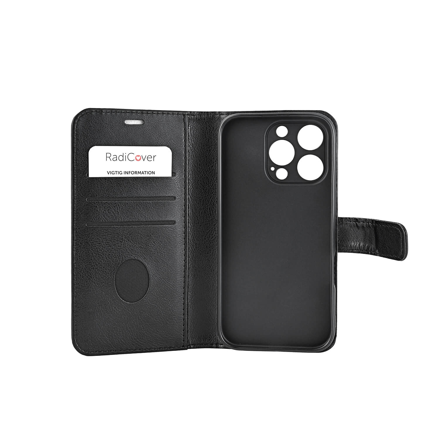 RADICOVER Flipcov Anti Radiation RFID 3 card MagS iPhone 16 Pro Black PU