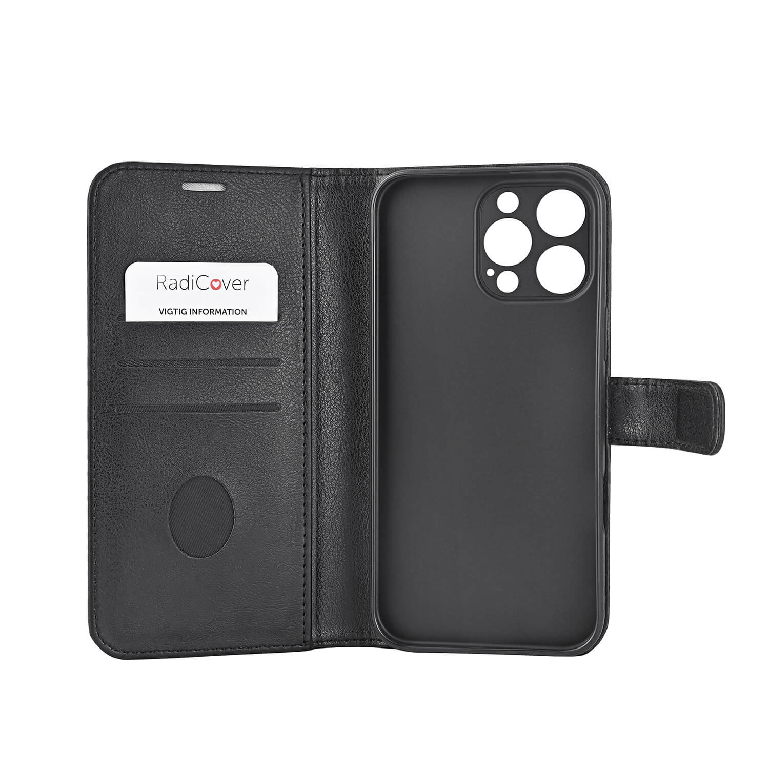 RADICOVER Flipcov Anti Radiation RFID 3 card MagS iPhone 16 Pro Max Black PU