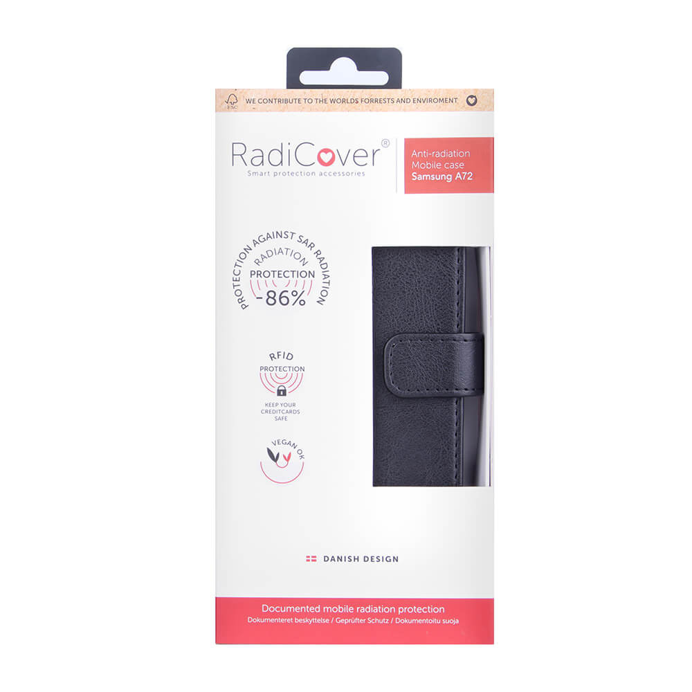 RADICOVER Flipcov Anti Radiation RFID 3 card Samsung Galaxy A72 Black PU