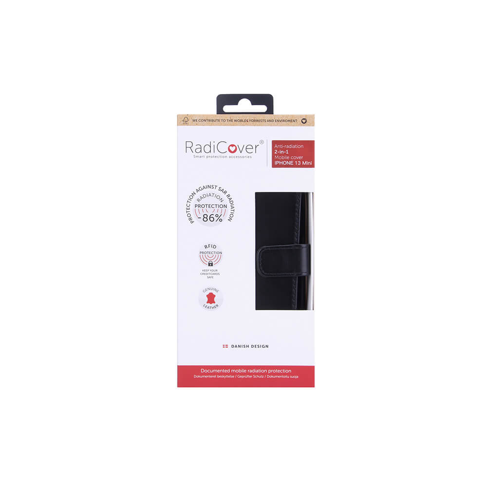 RADICOVER 2in1 Anti Radiation RFID 3 card iPhone 13 Mini Black Leather