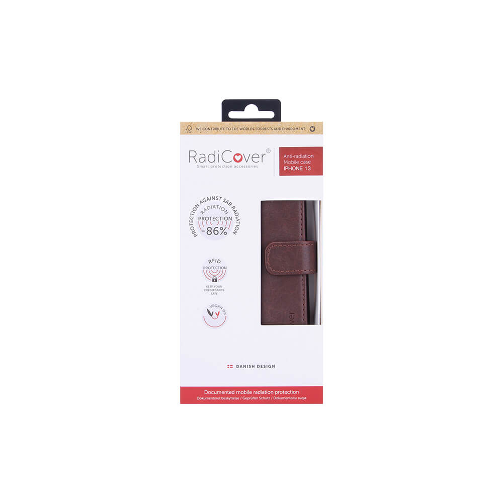 RADICOVER Flipcov Anti Radiation RFID 3 card iPhone 13 Brown PU