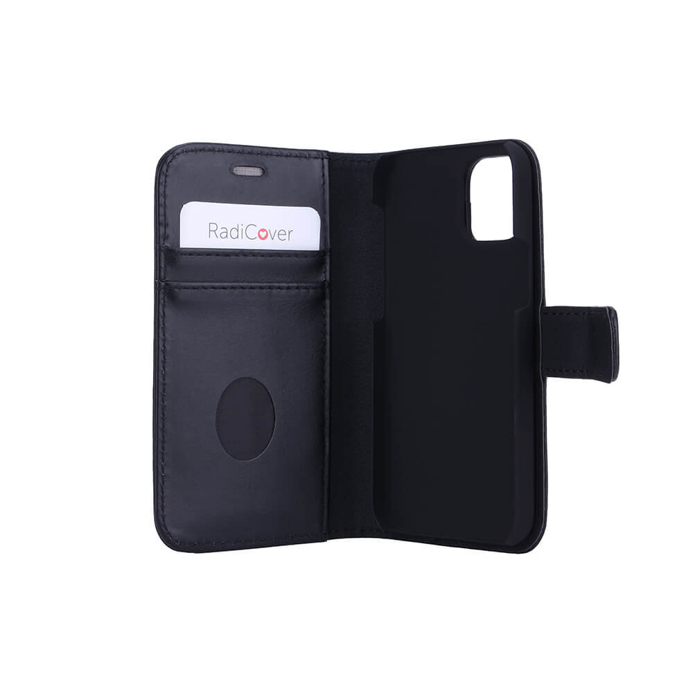 RADICOVER 2in1 Anti Radiation RFID 3 card iPhone 12 Mini Black Leather