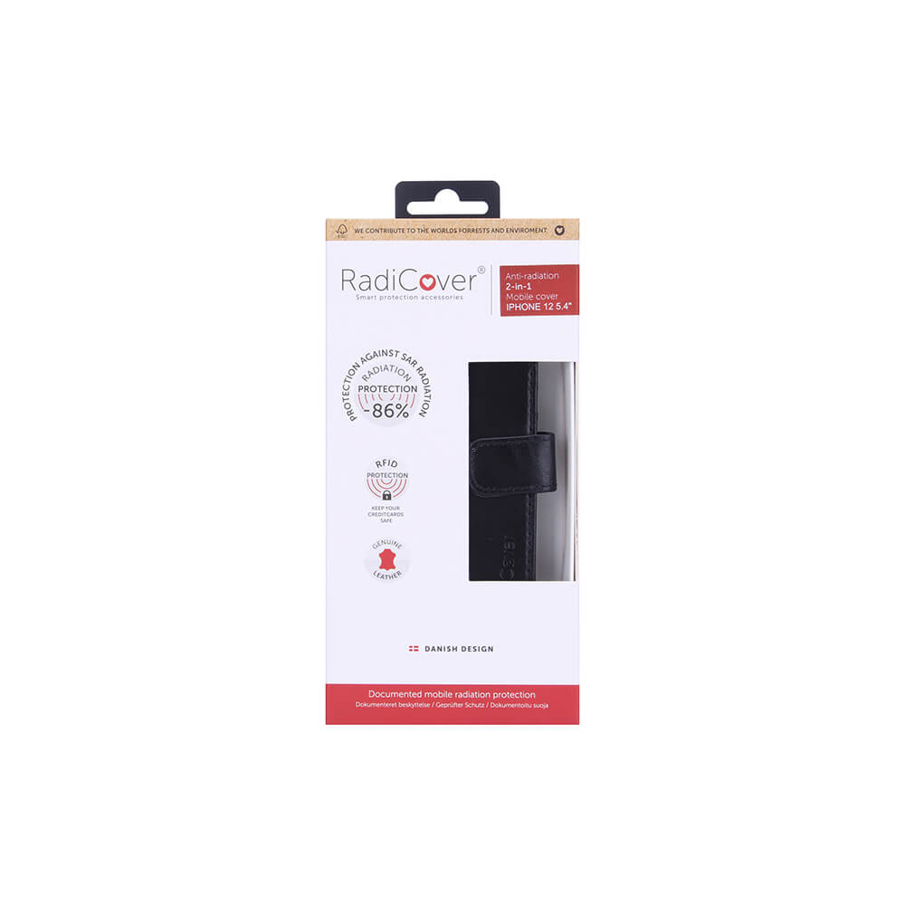 RADICOVER 2in1 Anti Radiation RFID 3 card iPhone 12 Mini Black Leather