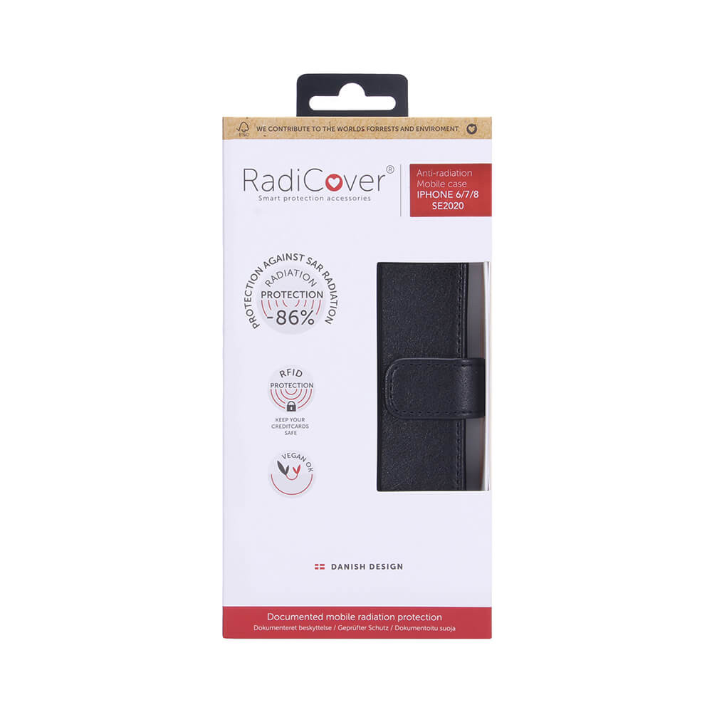 RADICOVER Flipcov Anti Radiation RFID 3 card iPhone 6/7/8/SE2020 Black PU