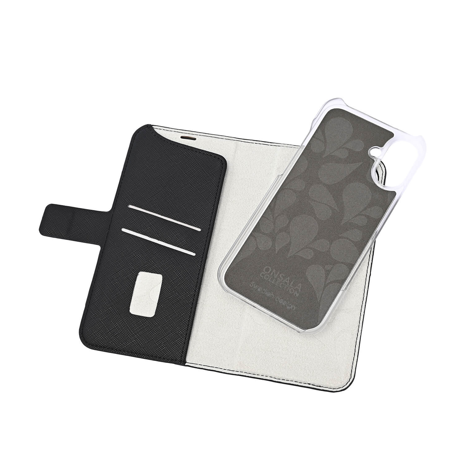 ONSALA Eco Wallet 2 card Recycled MagSeries iPhone 16 Plus Black